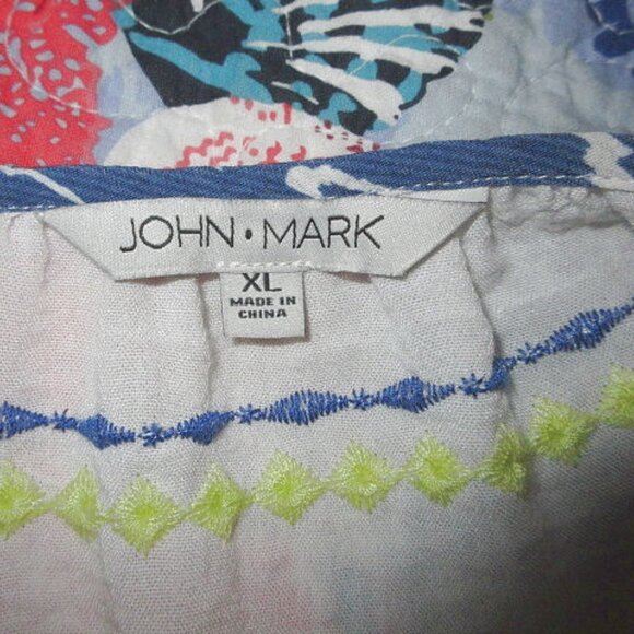 John Mark Tunic Top Size XL Embroidered Textured Peasant Artsy Boho Hippie EUC - Picture 5 of 13